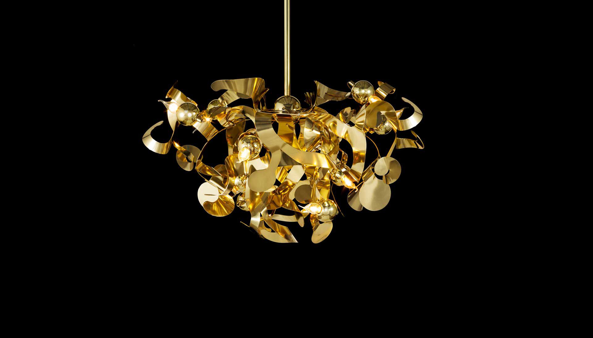 Kelp Chandelier Round Brass