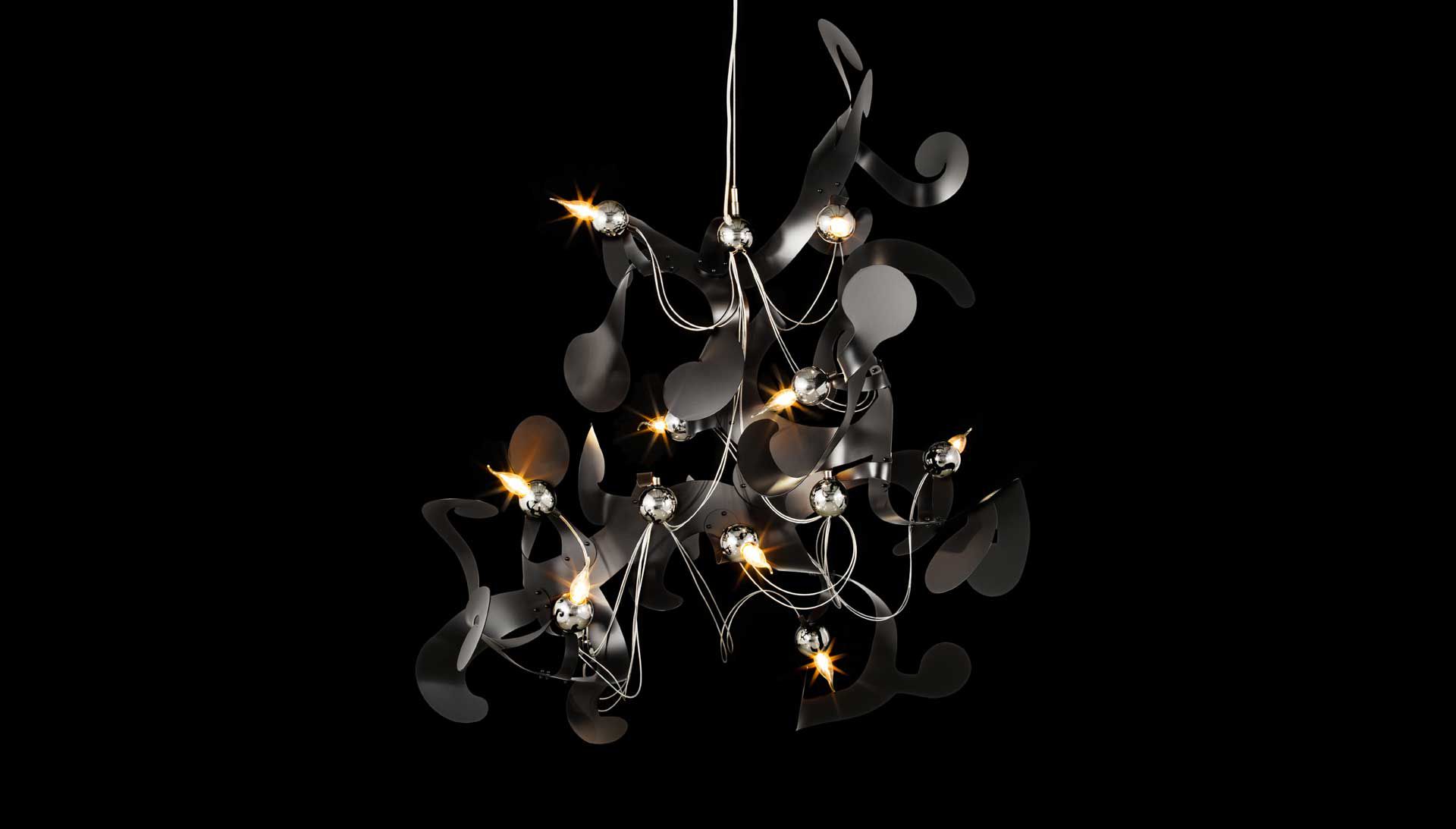 Kelp Element Chandelier Black Matt
