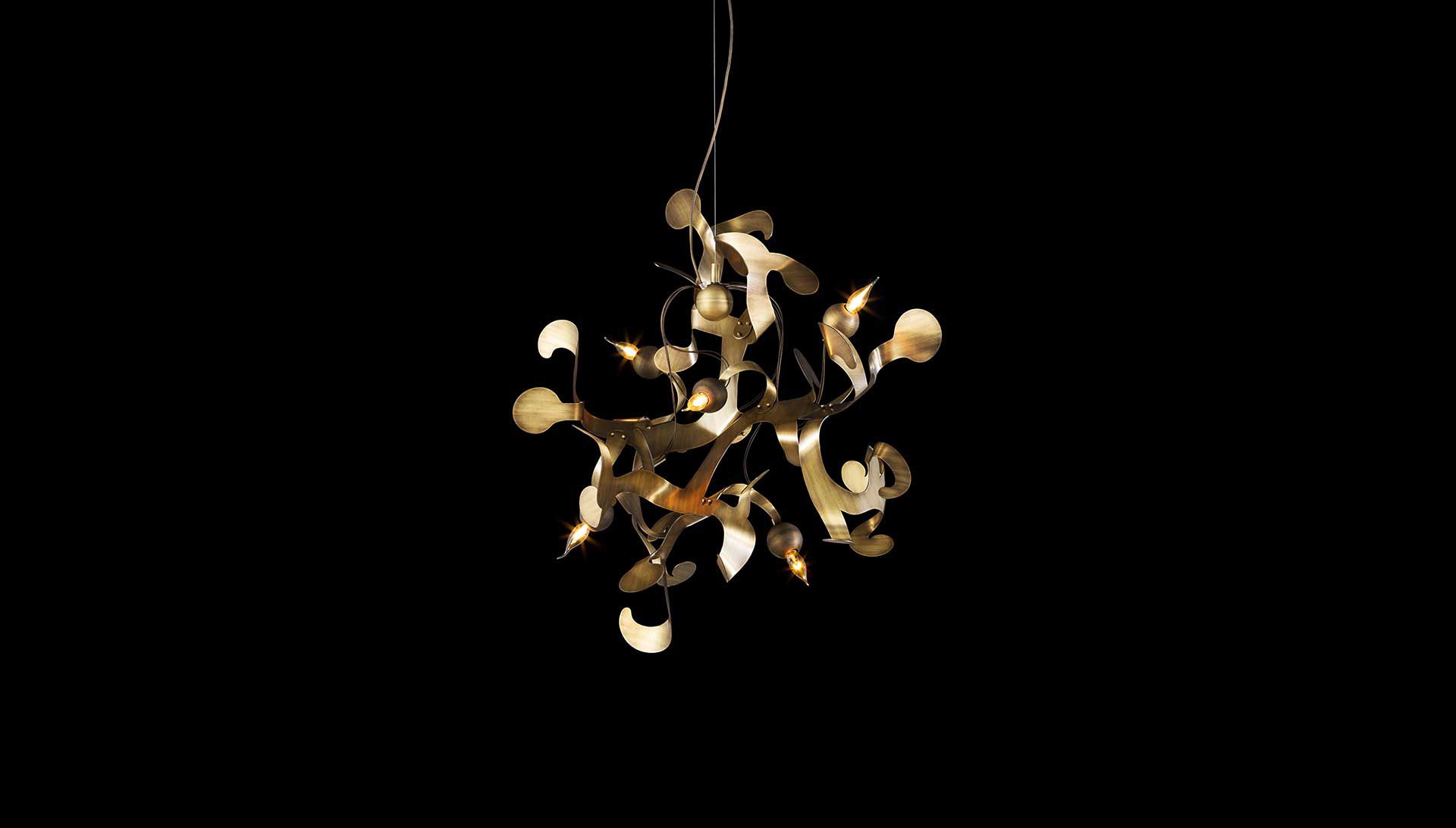 Kelp Element Chandelier Brass Aged